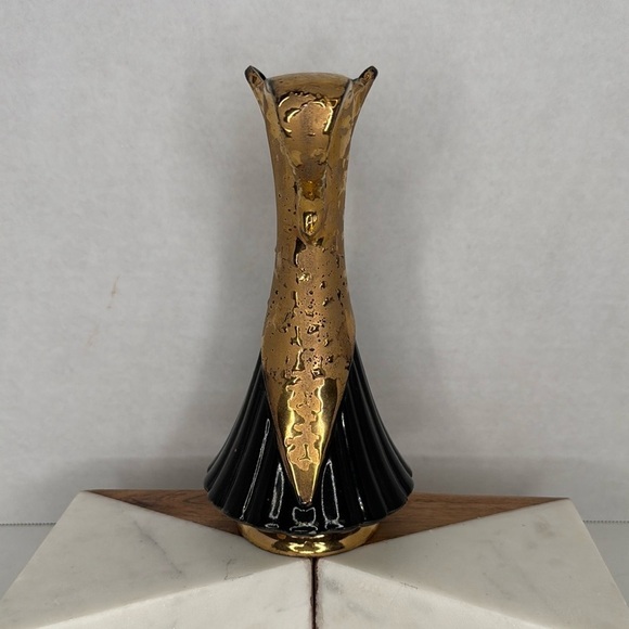 Vintage Savoy China Black Weeping Gold Plated Mid-Century Vase - Picture 5 of 10